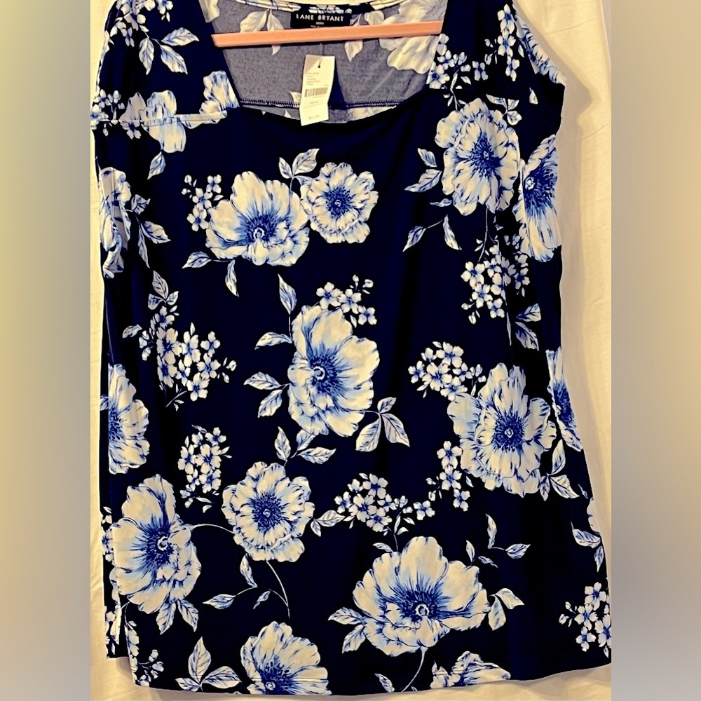 Lane Bryant Blue and white Floral Blouse